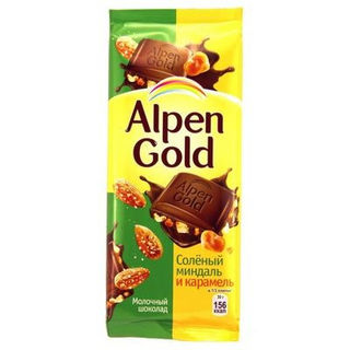 Шоколад Альпен Голд молочный сол. миндаль и карамель 90г